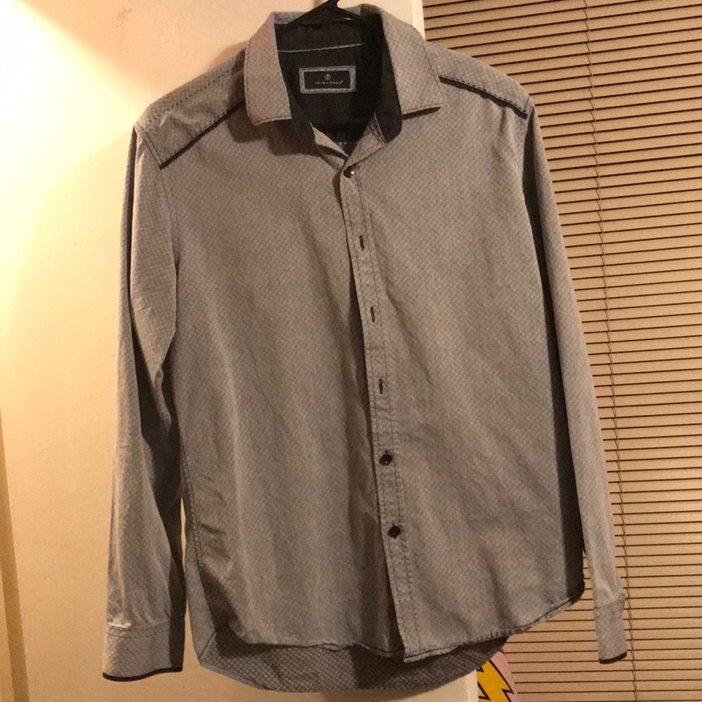 Gray w/ black 7 diamonds button up shirt, M size